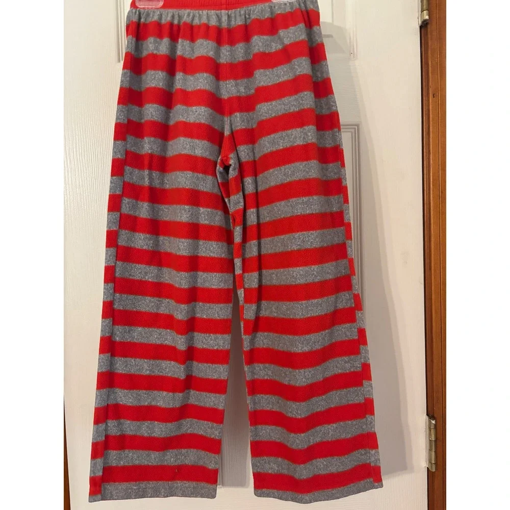 Christmas Pajama Pants Kids Red Gray‎ Striped Holiday Sleepwear- no tags sz 10